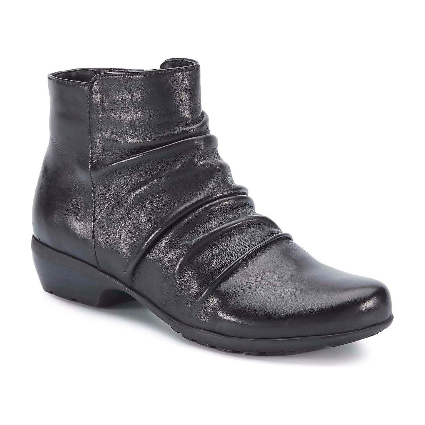 Esme Black Leather Ankle Boots