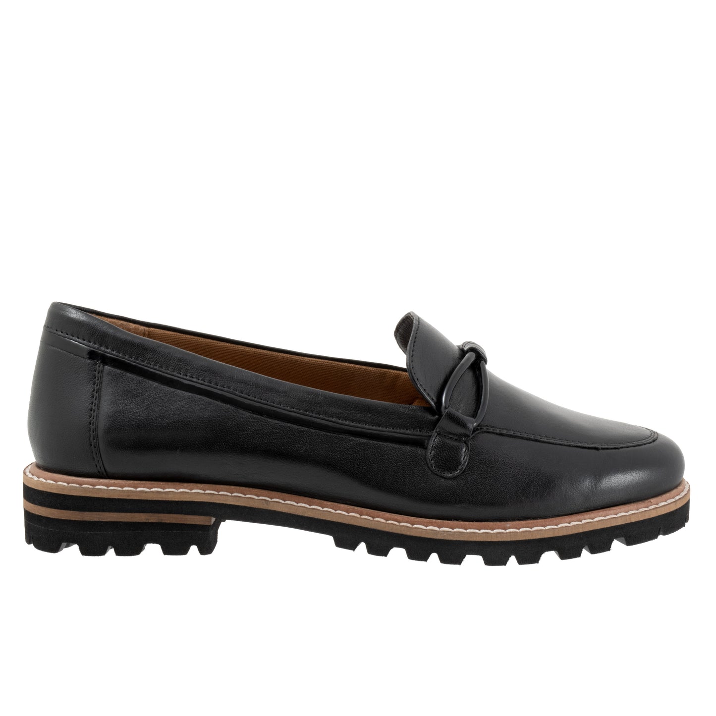 Fiora Black Leather Loafer Shoes