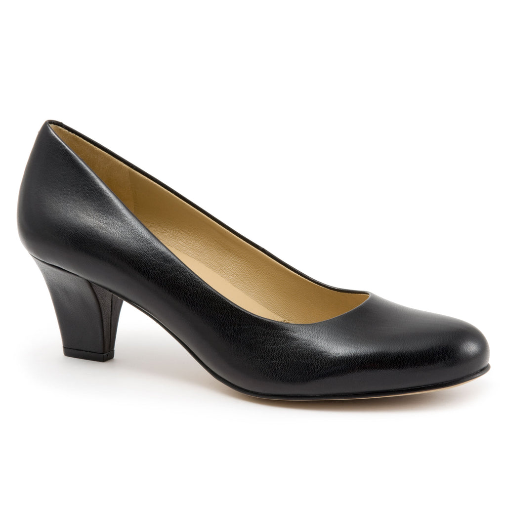 Penelope Black Leather Court Shoes