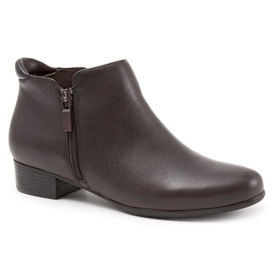 Major Dark Brown Leather with Side Zip Ankle Boots