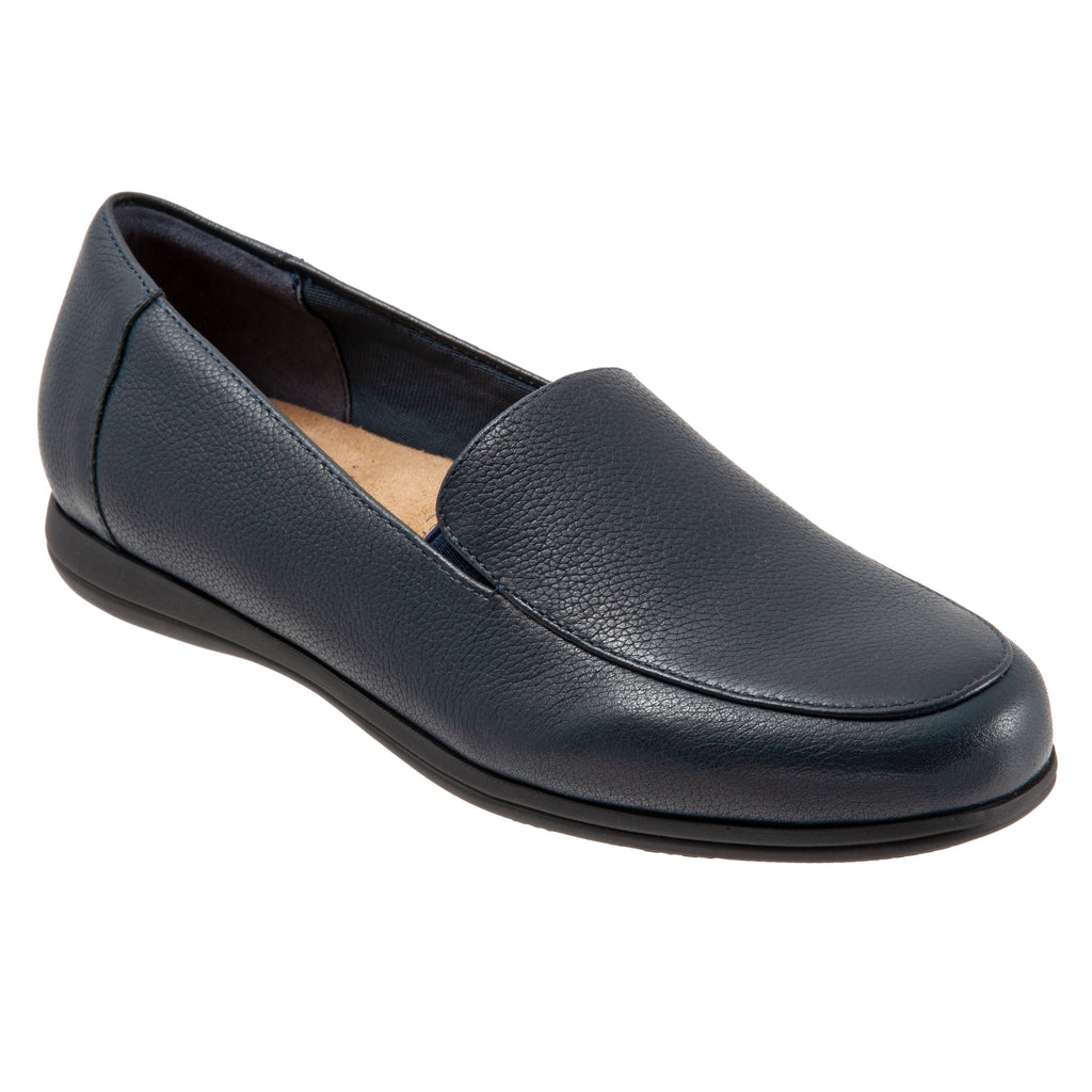 Deanna Navy Leather Loafer Shoes
