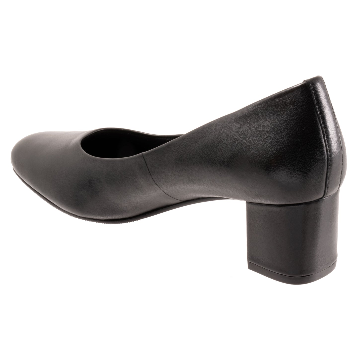 Daria Black Leather Mid Block Heel