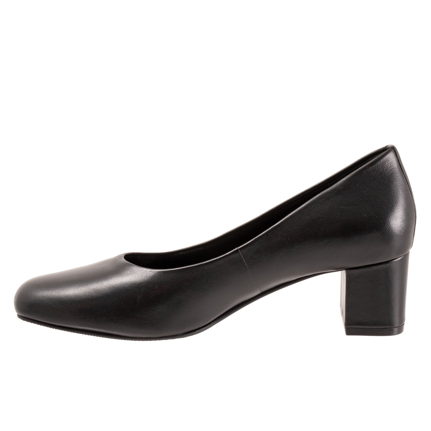 Daria Black Leather Mid Block Heel