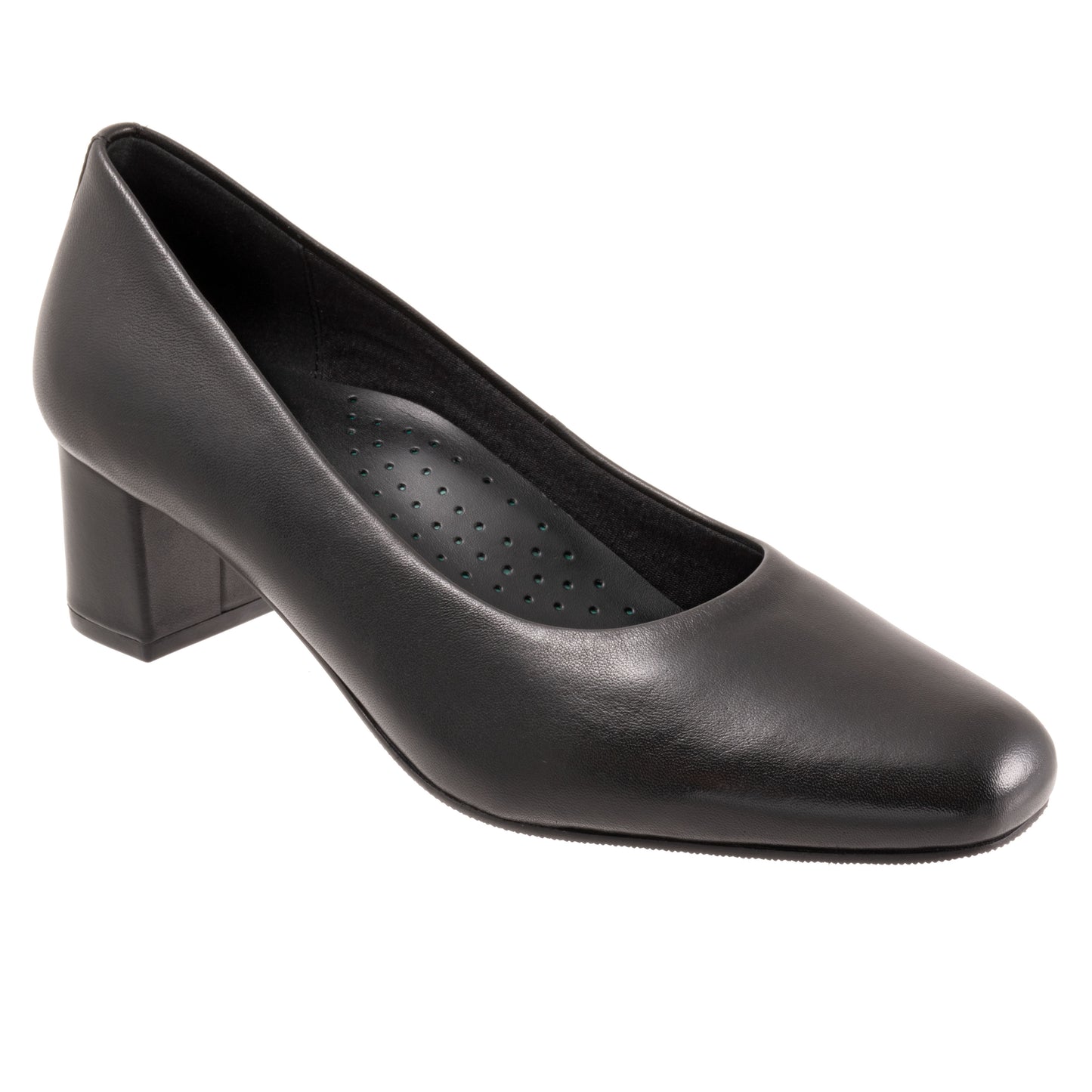 Daria Black Leather Mid Block Heel