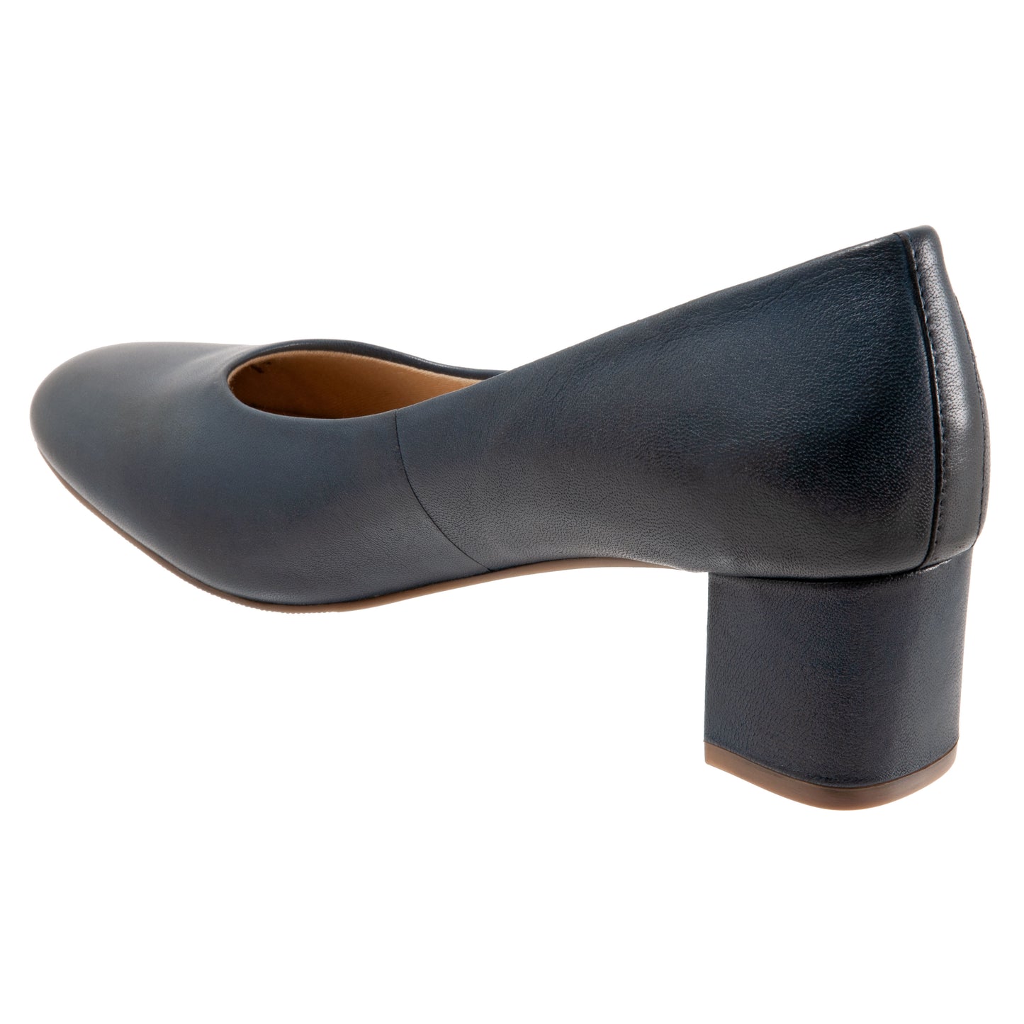 Daria Navy Leather Mid Block Heel