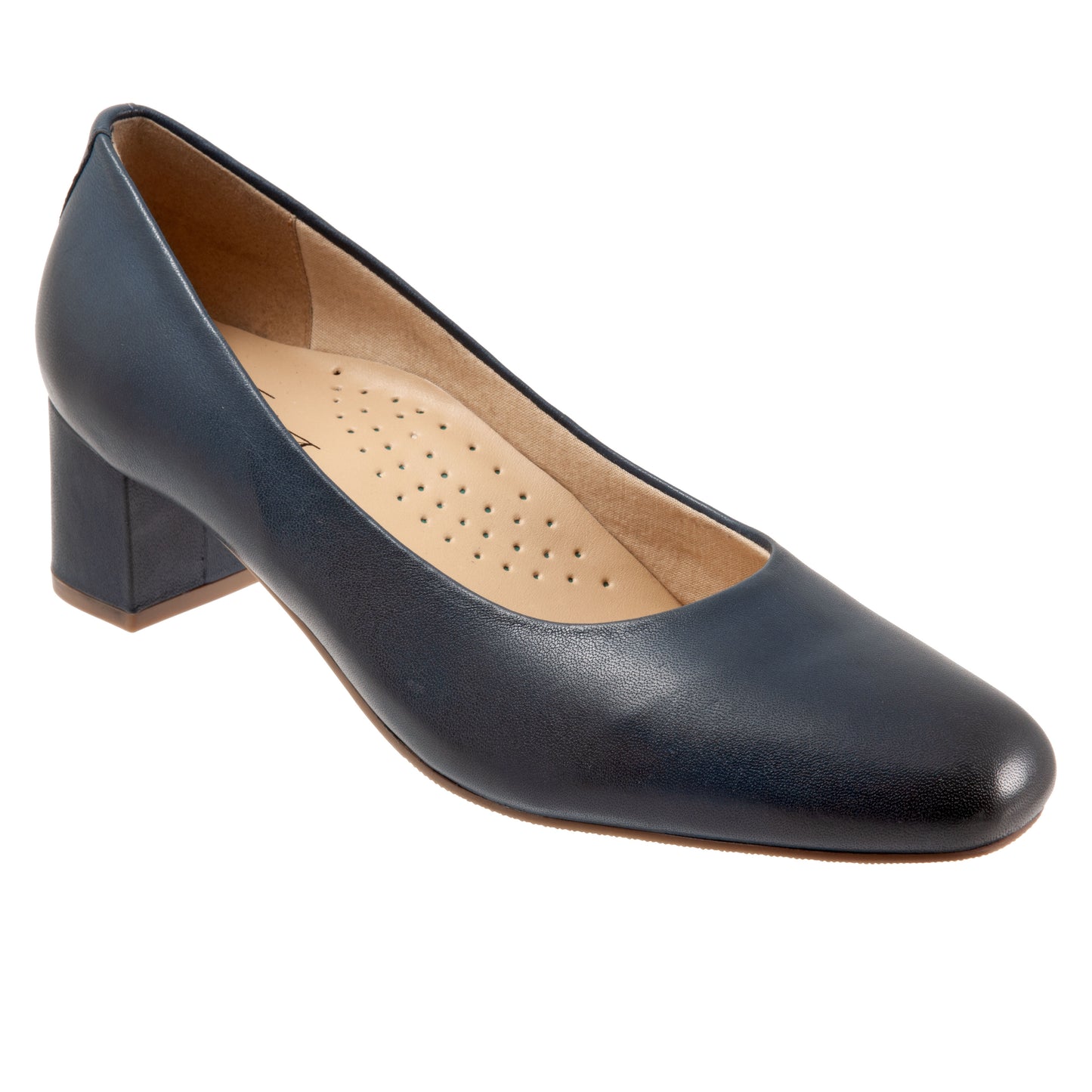 Daria Navy Leather Mid Block Heel