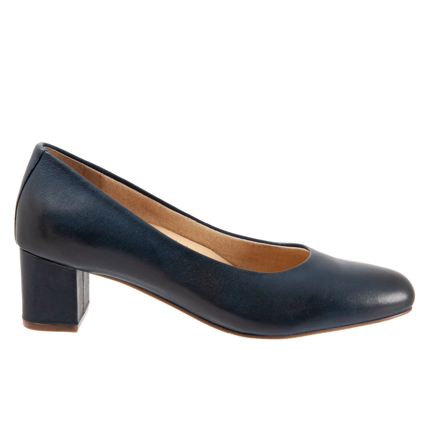 Daria Navy Leather Mid Block Heel