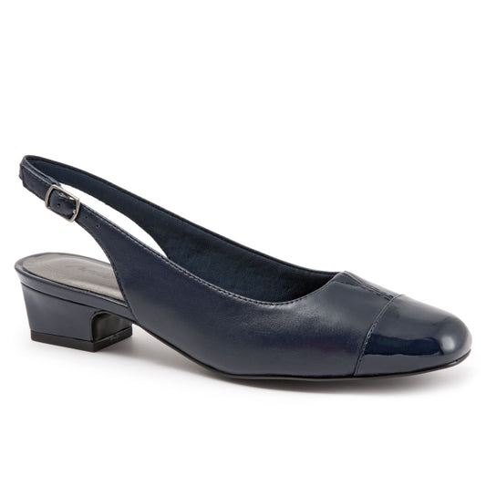 Dea Navy Sling-back Low Heeled Dress Shoes