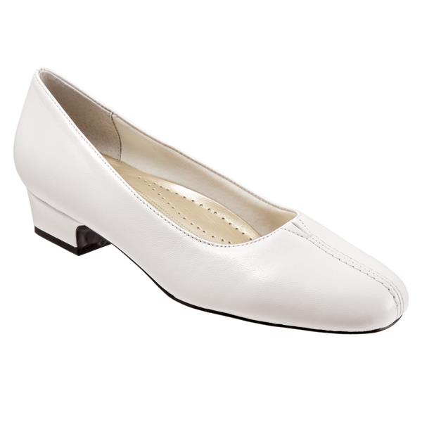 Doris White Low Heeled Shoes