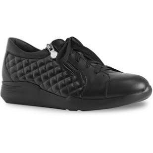 Emmie Black Quilted Zip/Lace Shoes